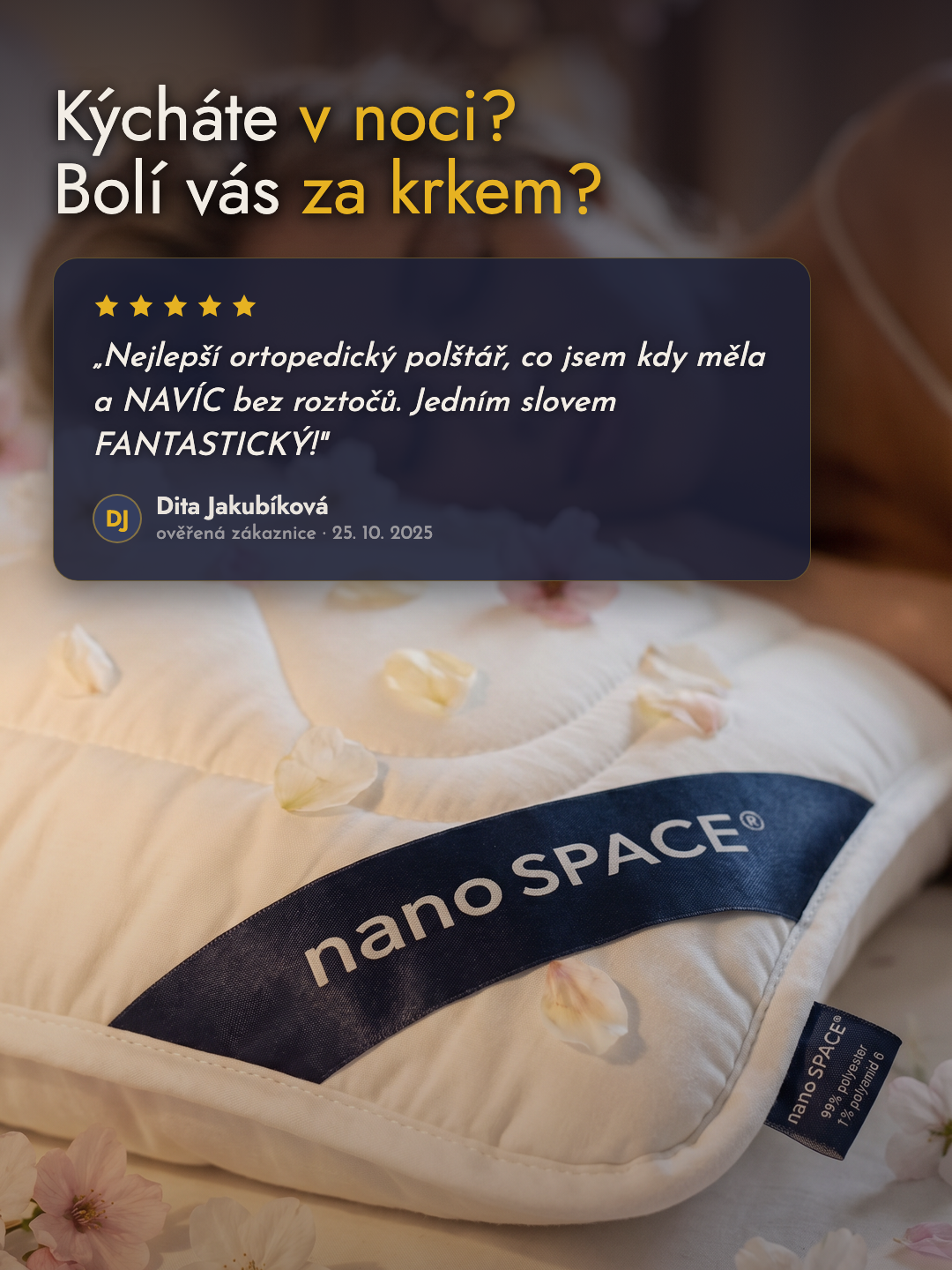 Protiroztočový anatomický polštář s paměťovou pěnou nanoSPACE